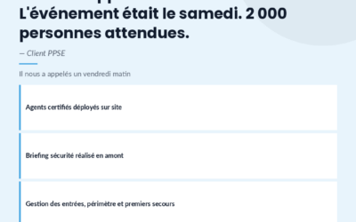 Il nous a appelés un vendredi matin. L&rsquo;événement était le samedi. 2 000 personnes attendues.